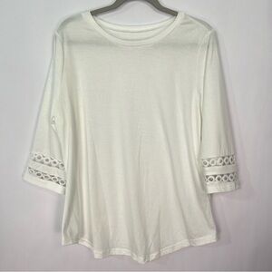 Shein Curve White 3/4 Sleeve with cutouts Blouse Top sz XXL